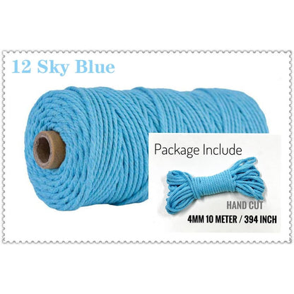 10m Braided Cotton Macrame Cord 4mm 12-sky-blue by HitMyNeed