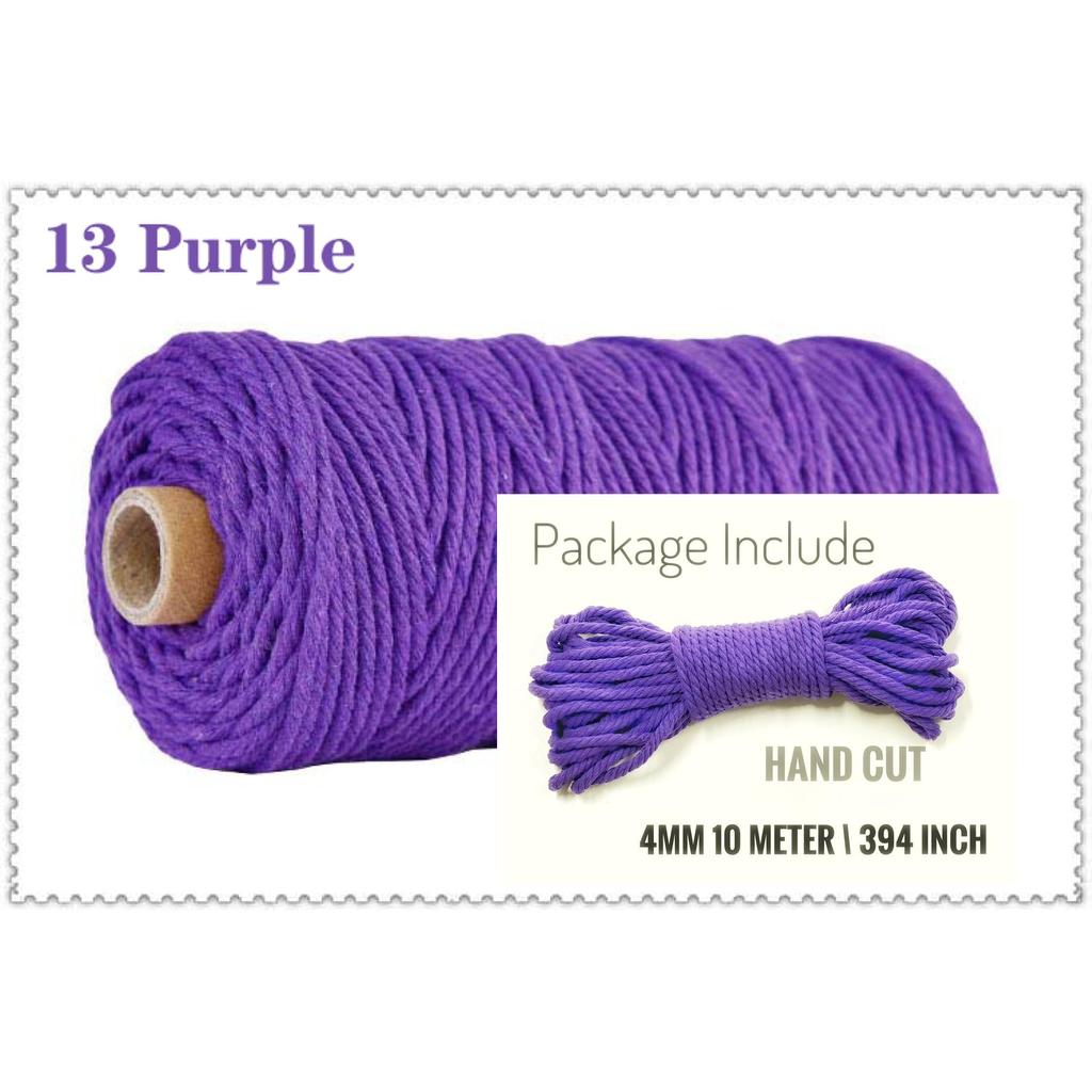 10m Braided Cotton Macrame Cord 4mm 13-purple by HitMyNeed