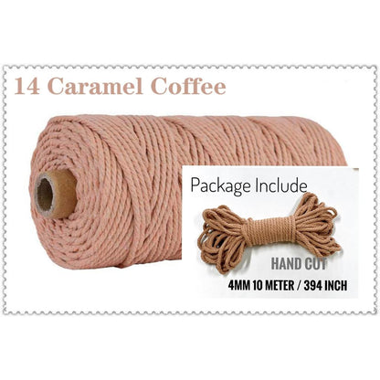 10m Braided Cotton Macrame Cord 4mm 14-caramel-coffee by HitMyNeed