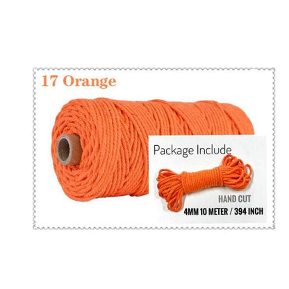 10m Braided Cotton Macrame Cord 4mm 17-orange by HitMyNeed