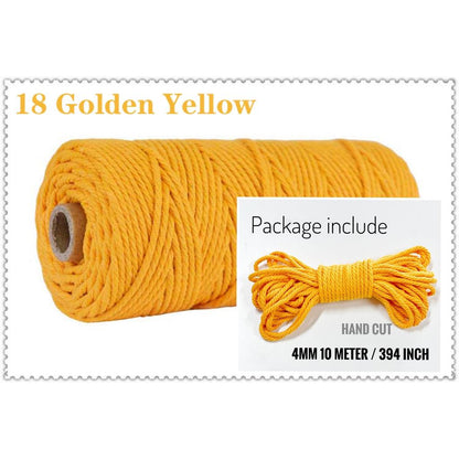 10m Braided Cotton Macrame Cord 4mm 18-golden-yellow by HitMyNeed
