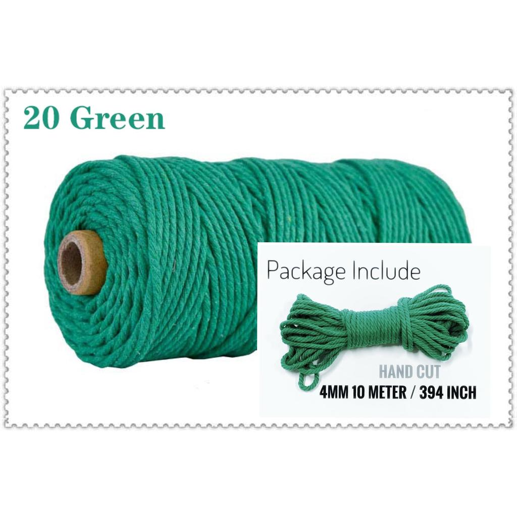 10m Braided Cotton Macrame Cord 4mm 20-green by HitMyNeed