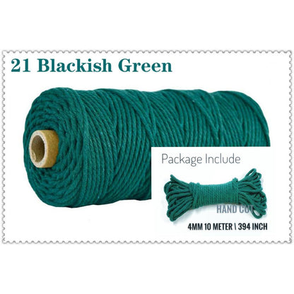 10m Braided Cotton Macrame Cord 4mm 21-blackish-green by HitMyNeed