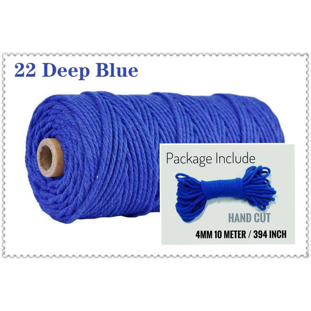 10m Braided Cotton Macrame Cord 4mm 22-deep-blue by HitMyNeed