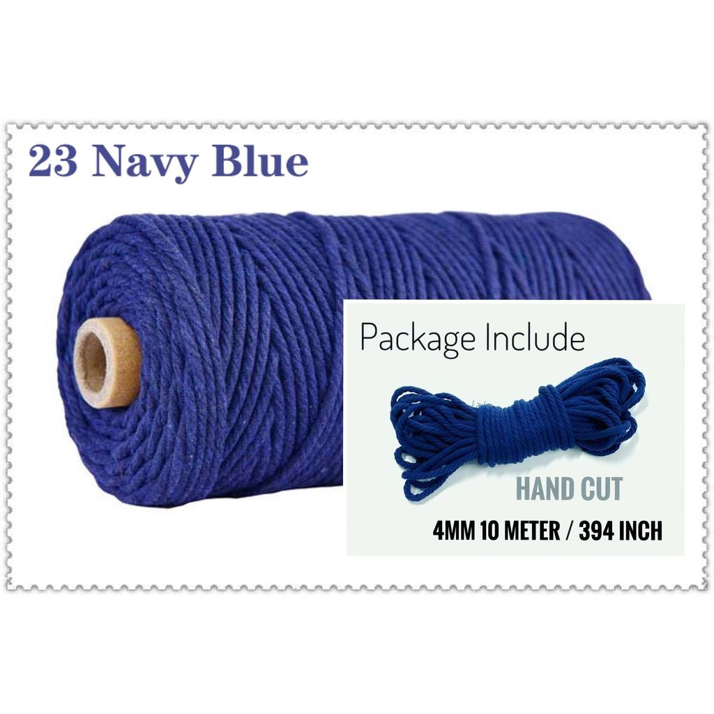 10m Braided Cotton Macrame Cord 4mm 23-navy-blue by HitMyNeed
