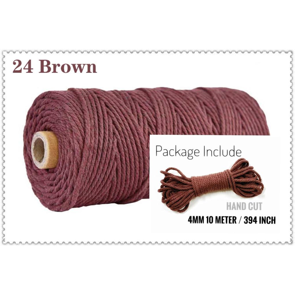10m Braided Cotton Macrame Cord 4mm 24-brown by HitMyNeed