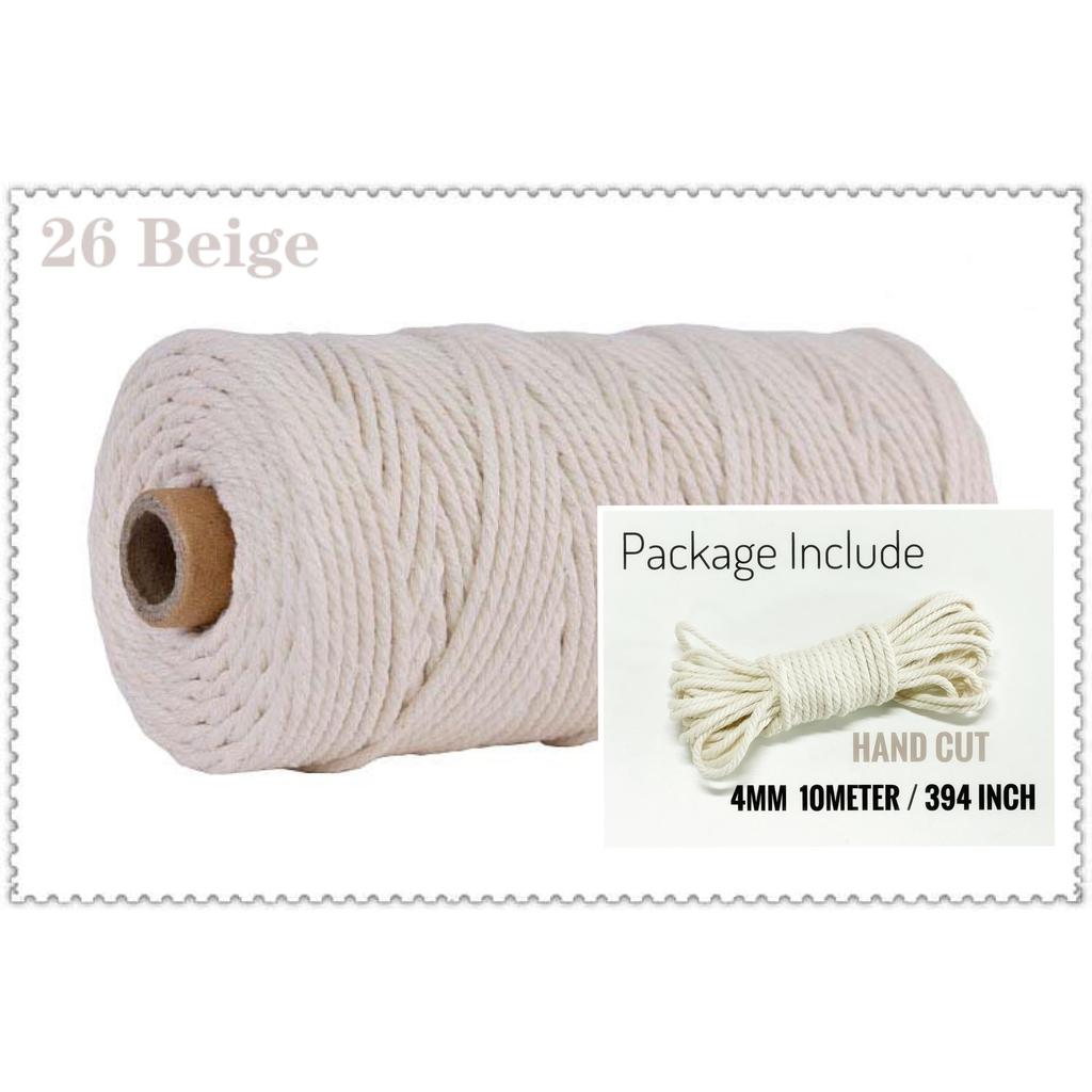 10m Braided Cotton Macrame Cord 4mm 26-beige by HitMyNeed