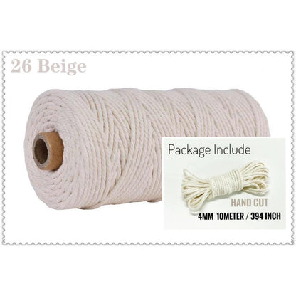 10m Braided Cotton Macrame Cord 4mm 26-beige by HitMyNeed