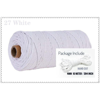 10m Braided Cotton Macrame Cord 4mm 27-white by HitMyNeed