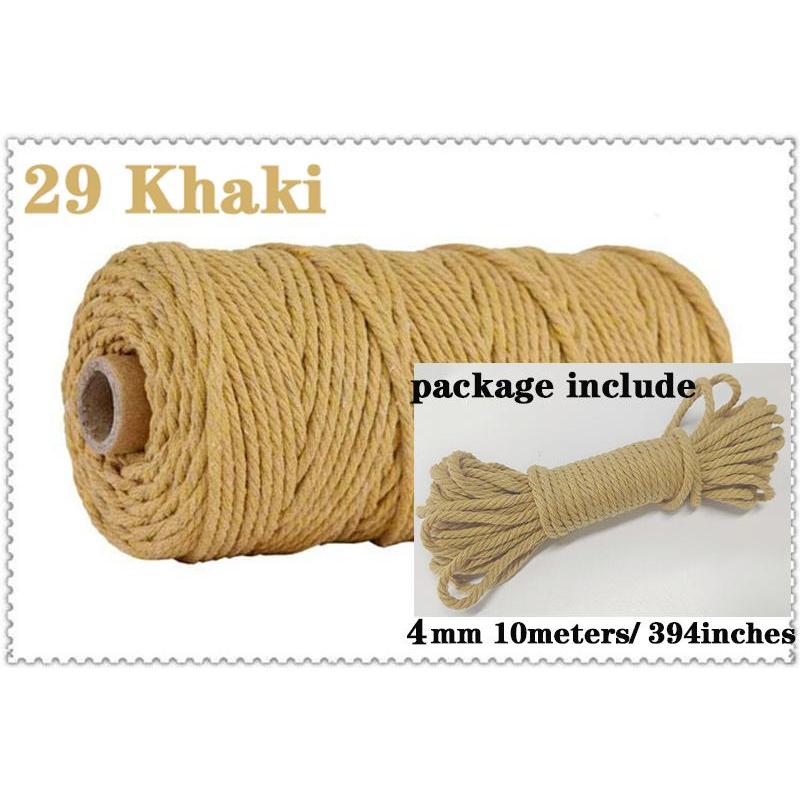 10m Braided Cotton Macrame Cord 4mm 29-khaki by HitMyNeed