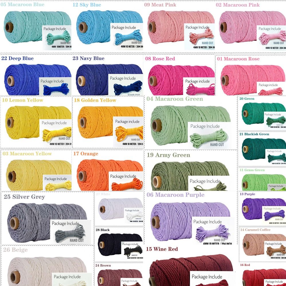 10m Braided Cotton Macrame Cord 4mm by HitMyNeed