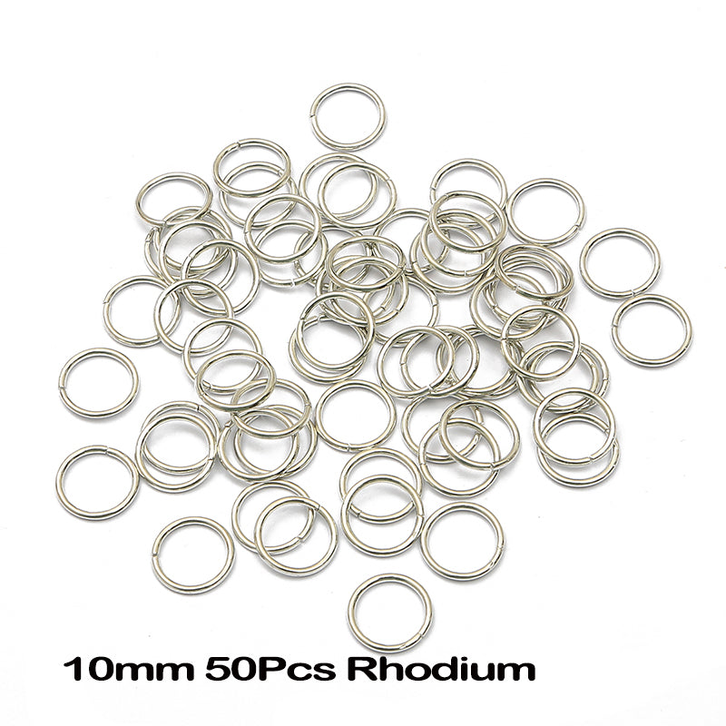 10mm Hair Braid Rings Set (50pcs) rhodium by HitMyNeed