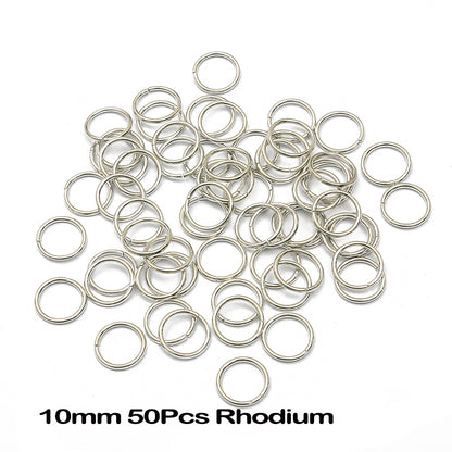 10mm Hair Braid Rings Set (50pcs) rhodium by HitMyNeed