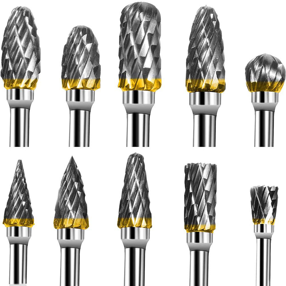 10pc 1/8" Tungsten Carbide Rotary Burr Set by HitMyNeed