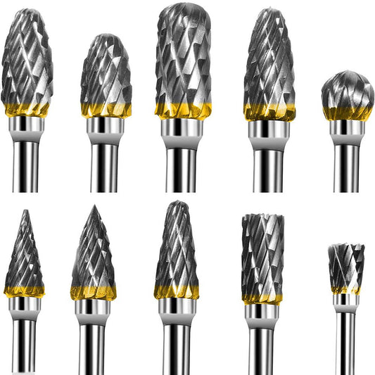 10pc 1/8" Tungsten Carbide Rotary Burr Set by HitMyNeed