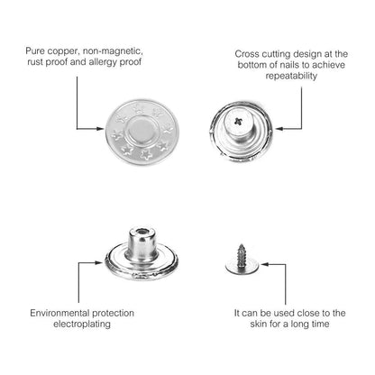 10Pcs No-Sew Metal Jeans Button Repair Kit by HitMyNeed