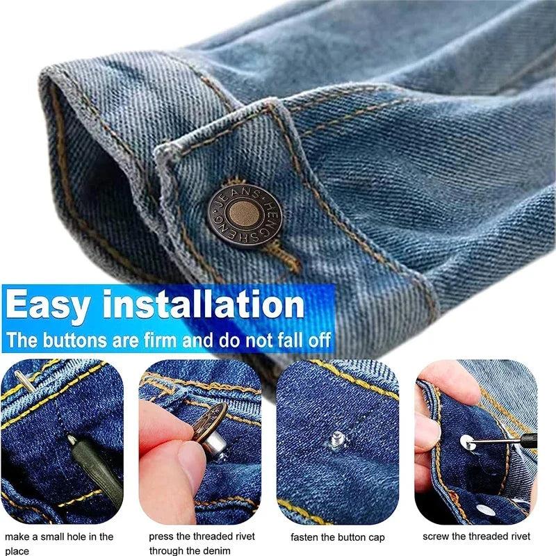 10Pcs No-Sew Metal Jeans Button Repair Kit by HitMyNeed