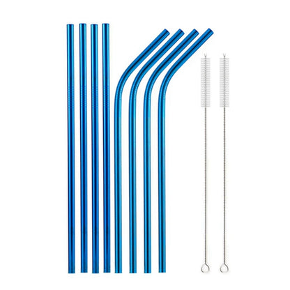 10pcs Reusable Stainless Steel Drinking Straw Set 10pcs-blue by HitMyNeed