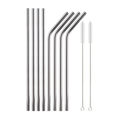 10pcs Reusable Stainless Steel Drinking Straw Set 10pcs-silver by HitMyNeed