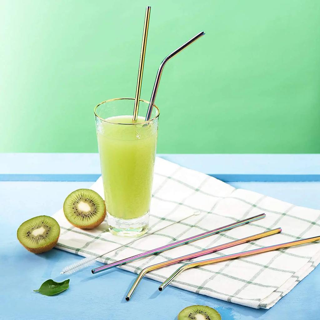 10pcs Reusable Stainless Steel Drinking Straw Set by HitMyNeed