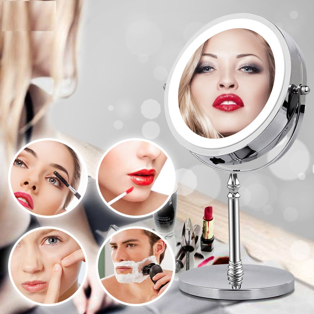 10x Magnifying LED Cosmetic Mirror with Swivel Base by HitMyNeed