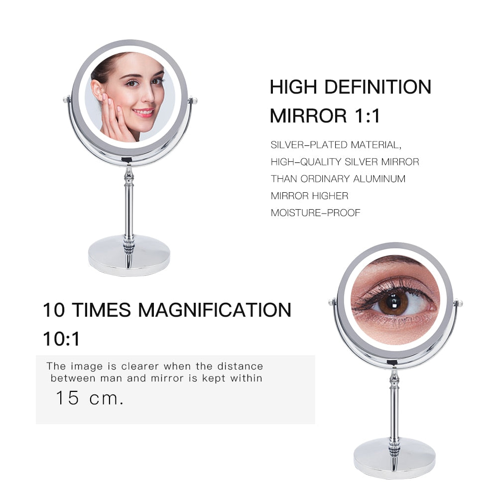 10x Magnifying LED Cosmetic Mirror with Swivel Base by HitMyNeed
