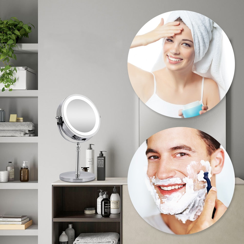 10x Magnifying LED Cosmetic Mirror with Swivel Base by HitMyNeed