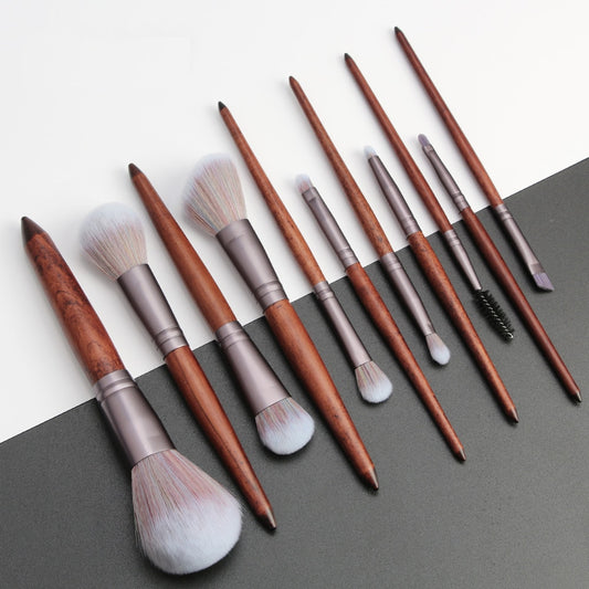 11-Piece Face Makeup Brush Set with Wooden Handles by HitMyNeed