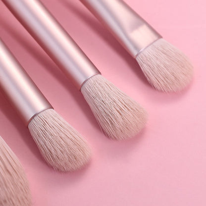 11-Piece Pink Makeup Brush Set with Wood Handles by HitMyNeed