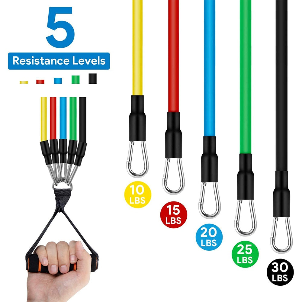 11-Piece Resistance Band Pull Rope Set with Accessories by HitMyNeed
