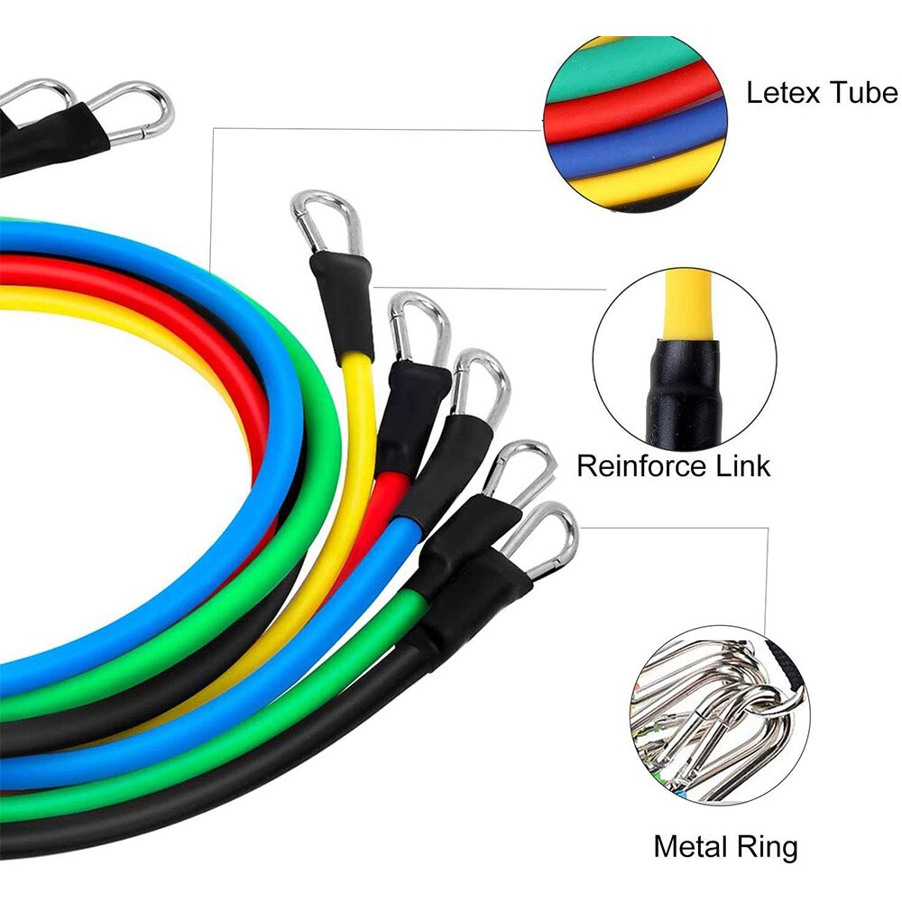 11-Piece Resistance Band Pull Rope Set with Accessories by HitMyNeed