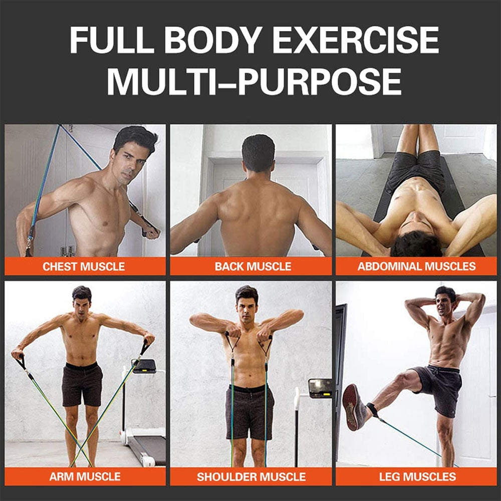 11-Piece Resistance Band Pull Rope Set with Accessories by HitMyNeed