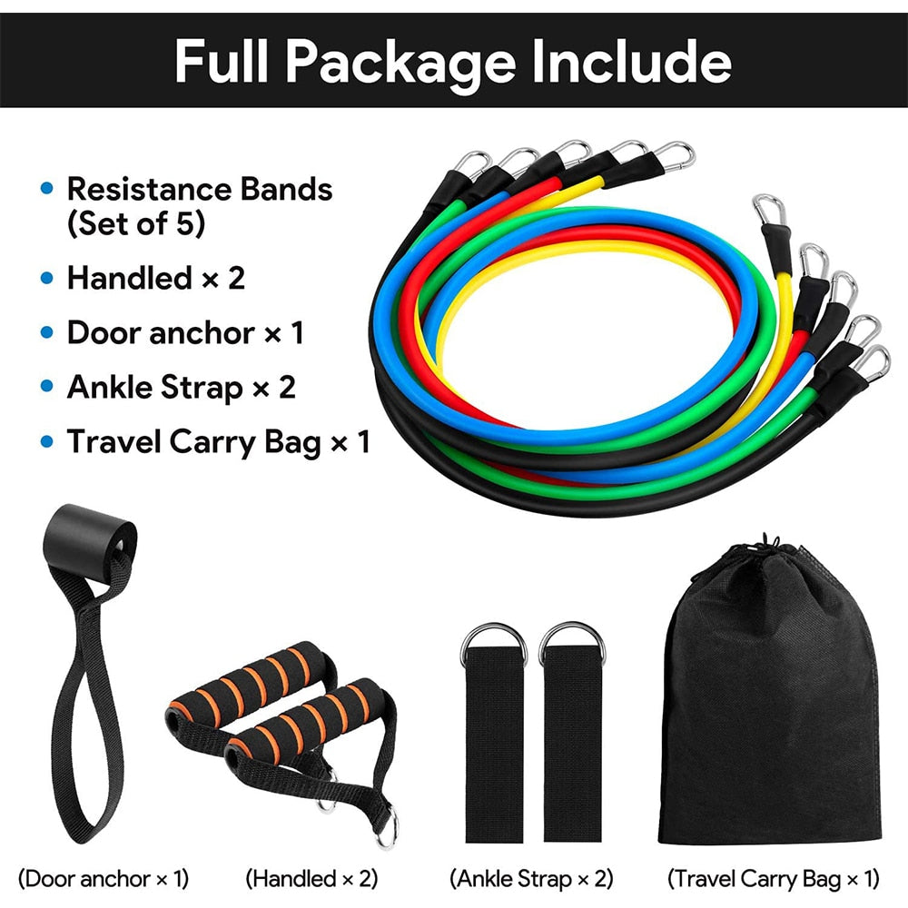 11-Piece Resistance Band Pull Rope Set with Accessories by HitMyNeed