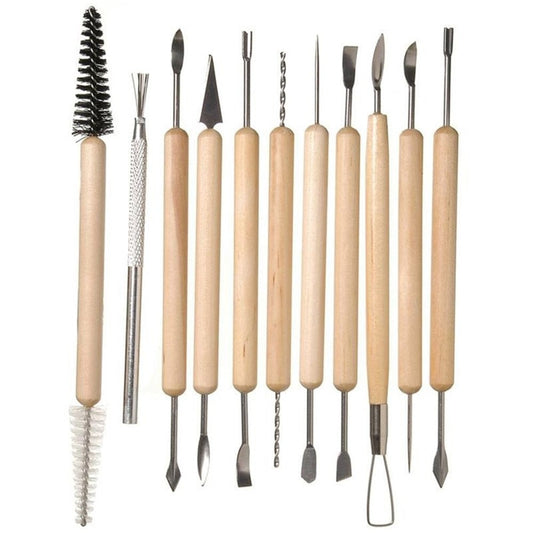 11-Piece Wood Handle Sculpting Tools Set by HitMyNeed