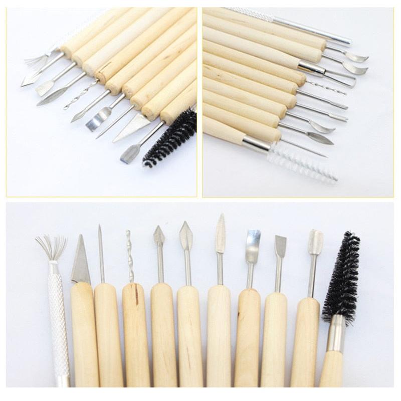 11-Piece Wood Handle Sculpting Tools Set by HitMyNeed
