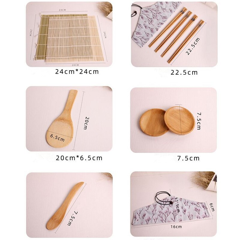11-Piece Wooden Sushi Making Tools Set by HitMyNeed