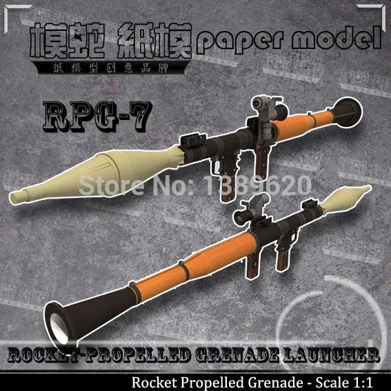 1:1 RPG-7 Bazooka Cosplay Paper Model DIY Kit by HitMyNeed