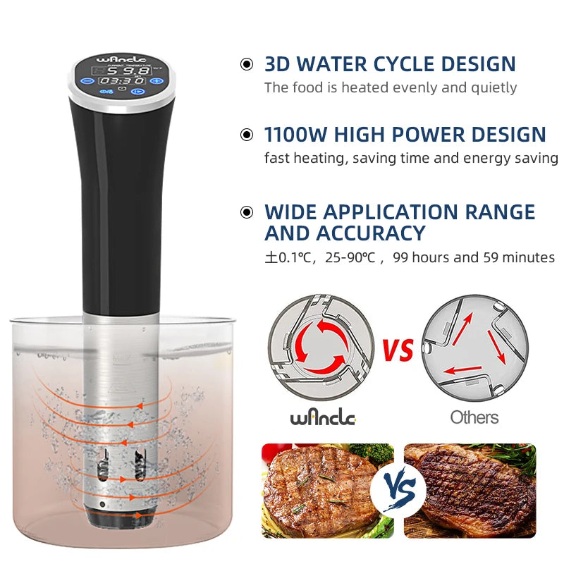 1100W Sous Vide Cooker with LCD Touch Control by HitMyNeed