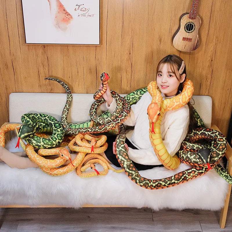 110/160cm Realistic Python Snake Plush Toy Pillow by HitMyNeed