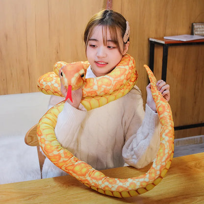 110/160cm Realistic Python Snake Plush Toy Pillow by HitMyNeed