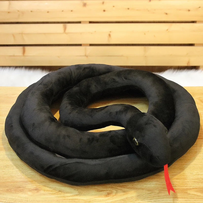 110/160cm Realistic Python Snake Plush Toy Pillow black 110cm by HitMyNeed