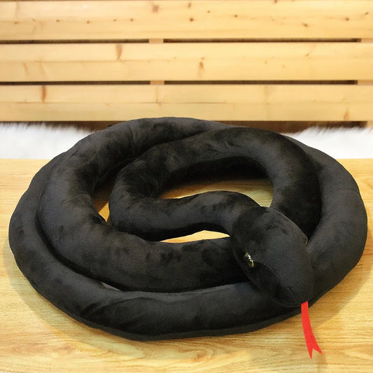 110/160cm Realistic Python Snake Plush Toy Pillow black 110cm by HitMyNeed