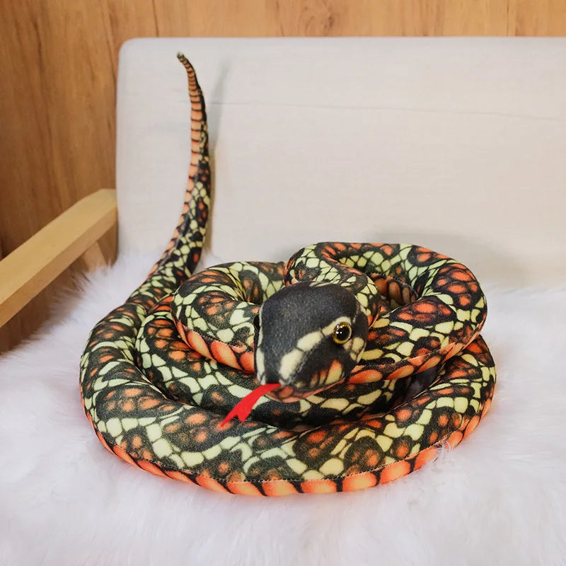 110/160cm Realistic Python Snake Plush Toy Pillow brown 110cm by HitMyNeed