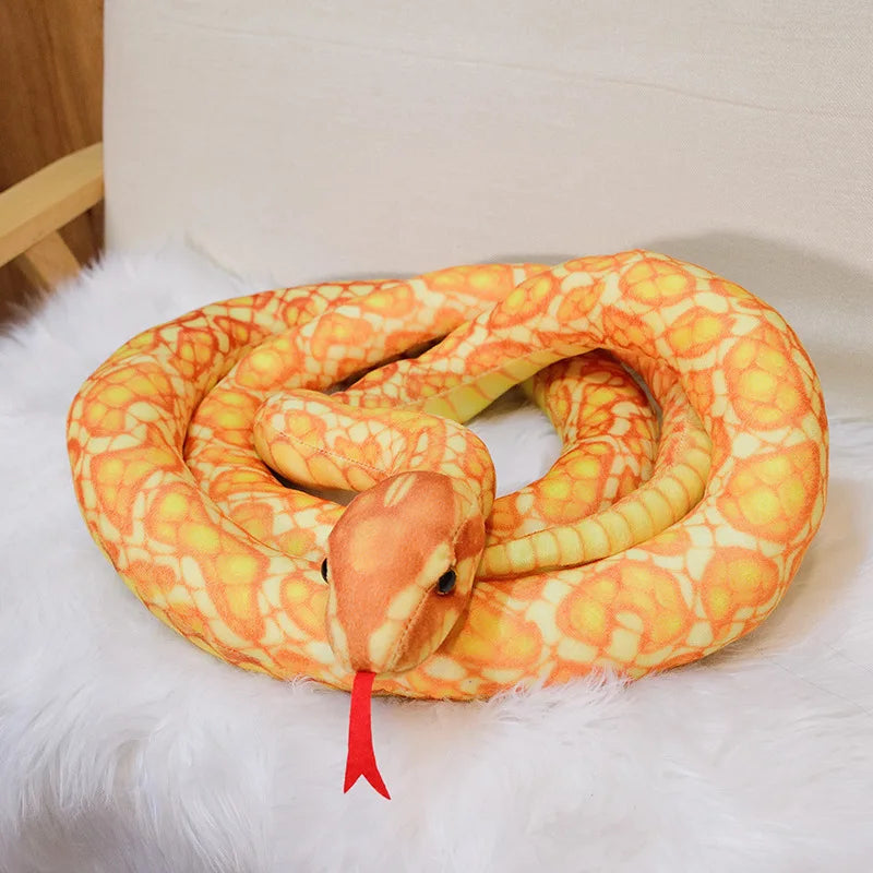 110/160cm Realistic Python Snake Plush Toy Pillow gold 110cm by HitMyNeed