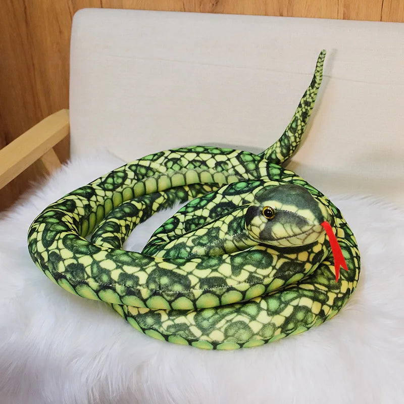 110/160cm Realistic Python Snake Plush Toy Pillow green 110cm by HitMyNeed