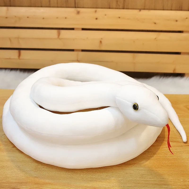 110/160cm Realistic Python Snake Plush Toy Pillow white 110cm by HitMyNeed