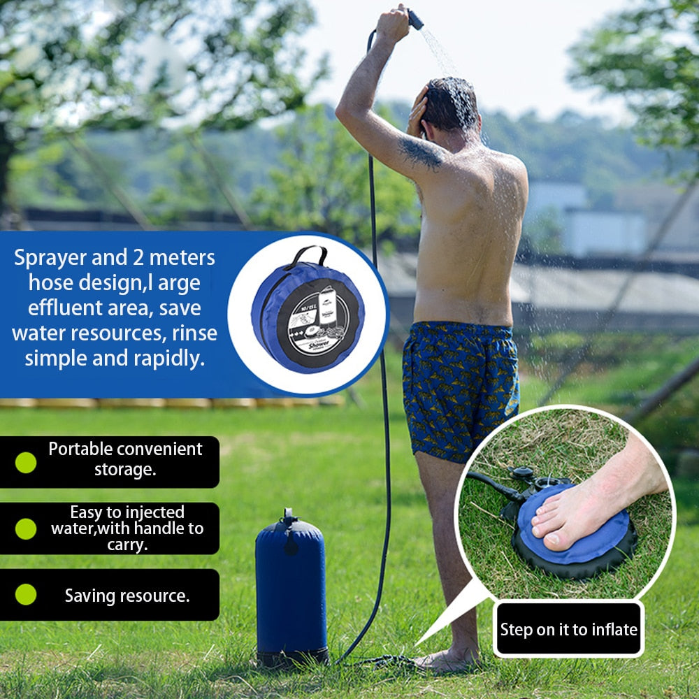 11L Inflatable Camping Shower Bag with Foot Pump by HitMyNeed