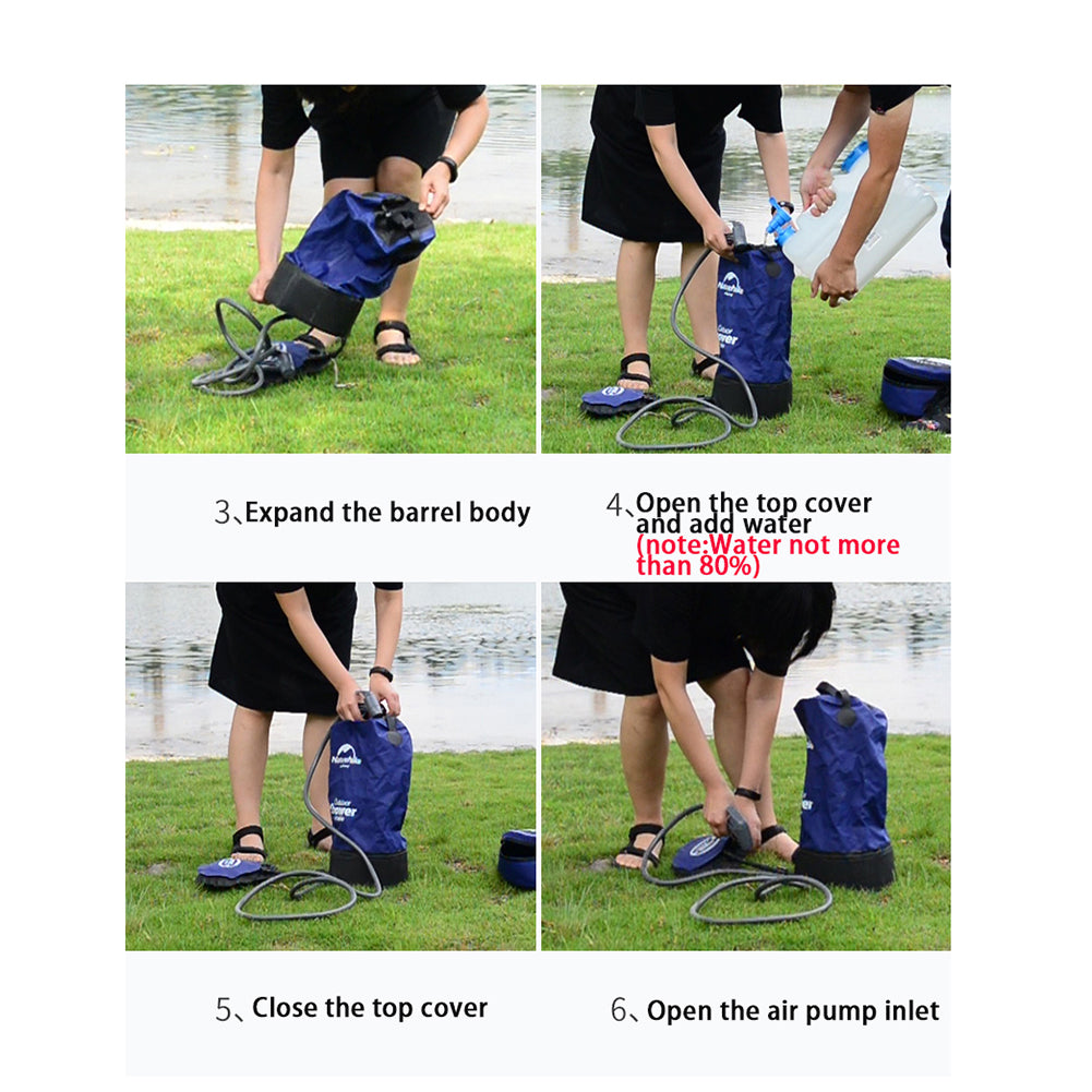 11L Inflatable Camping Shower Bag with Foot Pump by HitMyNeed