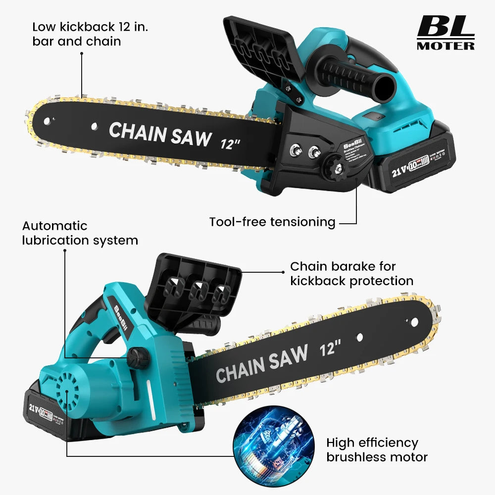12" Brushless Cordless Chainsaw for Makita 18V Batteries by HitMyNeed