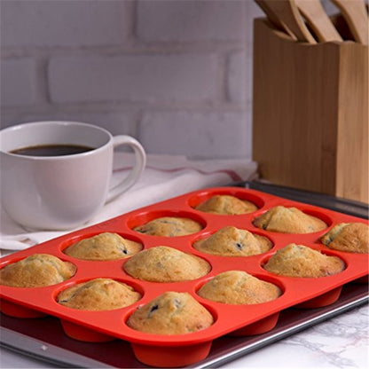 12-Cup Silicone Muffin and Cupcake Baking Tray by HitMyNeed